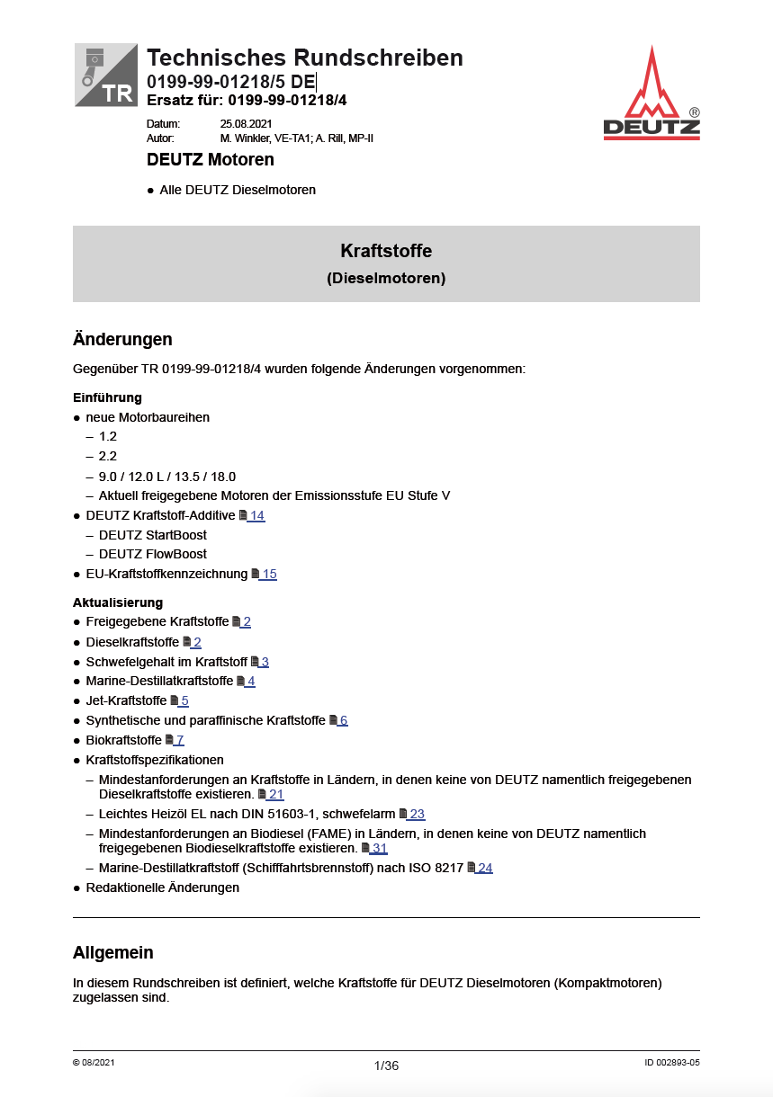 Technisches Rundschreiben 0199-99-01218/5 DE